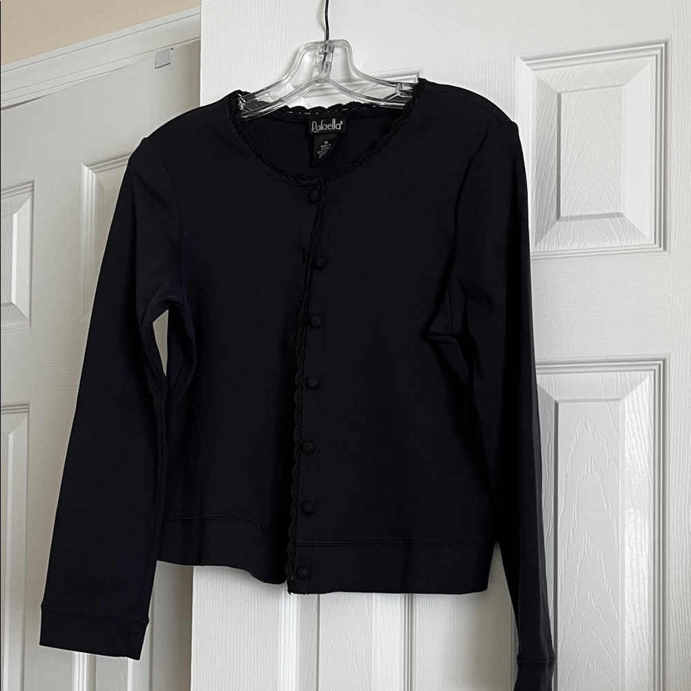 Rafaella Charcoal Button-Up Cardigan